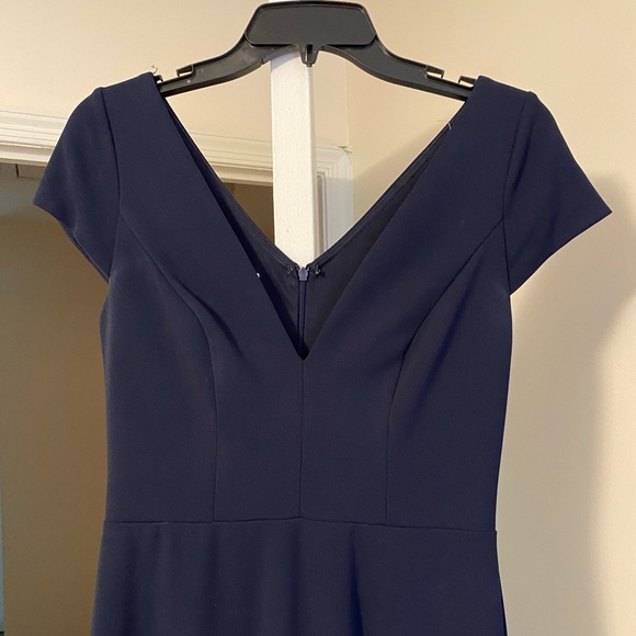 Bhldn Ara Gown Navy Blue Cap Sleeve - Picture 2 of 5